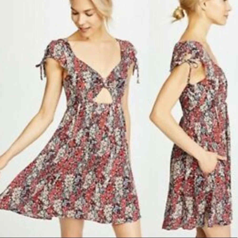 Free people miss right floral print keyhole top - Picture 2 of 14
